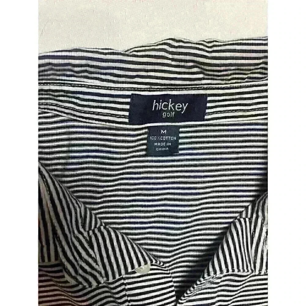 Hickey Golf Polo Shirt Men’s Large Stripes Short Sleeve Athletic 100% Cotton - Picture 2 of 6